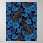 Raven en blauwe rozen poster (Voorkant)