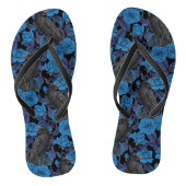 Raven en blauwe rozen teenslippers (Voetbed)