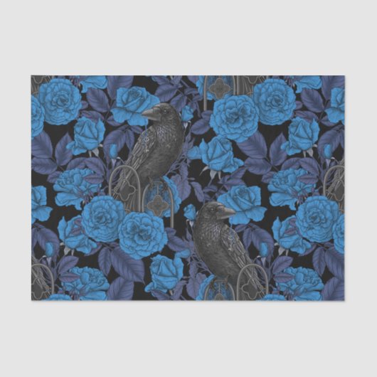Raven en blauwe rozen tissuepapier (Voorkant)
