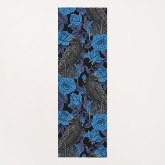 Raven en blauwe rozen yogamat (Voorkant)