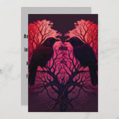 Raven en boom in de vorm van een hart feestdagenkaart (Voorkant / Achterkant)