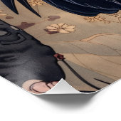 Raven en Cherry Blossoms Illustratie Perfect Poster (Hoek)