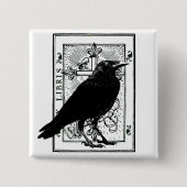 Raven en Cross Vierkante Button 5,1 Cm (Voorkant)