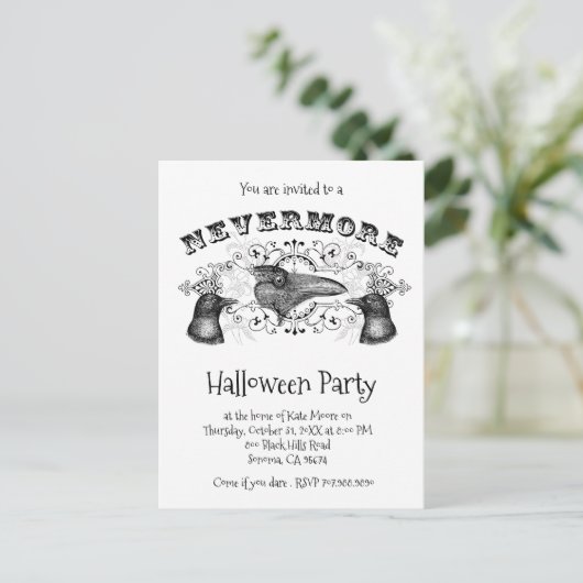 Raven en Crows Halloween Party Uitnodiging Briefkaart (Staand voorkant)