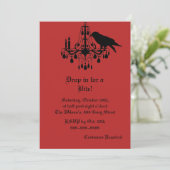 Raven en Damask Halloween Invitation Kaart (Staand voorkant)