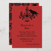 Raven en Damask Halloween Invitation Kaart (Voorkant / Achterkant)