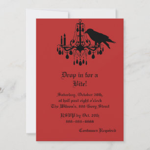 Raven en Damask Halloween Invitation Kaart