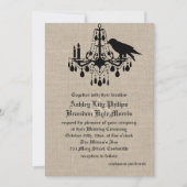 Raven en Damask over Burlap Wedding Invitation Kaart (Voorkant)