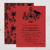Raven en Damask Wedding Invitation Kaart (Voorkant / Achterkant)