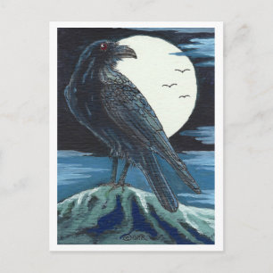 Raven en de maan briefkaart