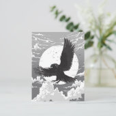 Raven en de maan feestdagenkaart (Staand voorkant)