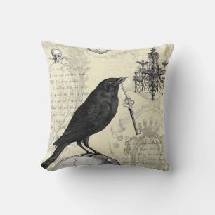 Raven en de Sleutel, Gothic, halloween, Kussen
