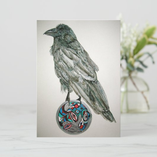 Raven en de zon feestdagenkaart (Staand voorkant)