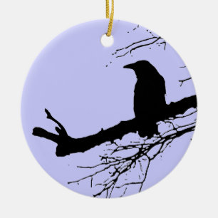 Raven en dode bomen keramisch ornament