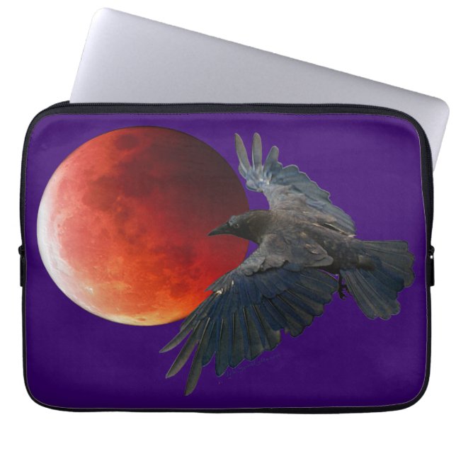 Raven en Eclipsing Moon Laptop Sleeve (Voorkant)