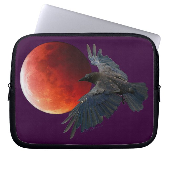 Raven en Eclipsing Moon Laptop Sleeve (Voorkant)