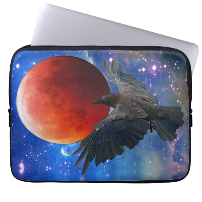 Raven en Eclipsing Moon Laptop Sleeve (Voorkant)