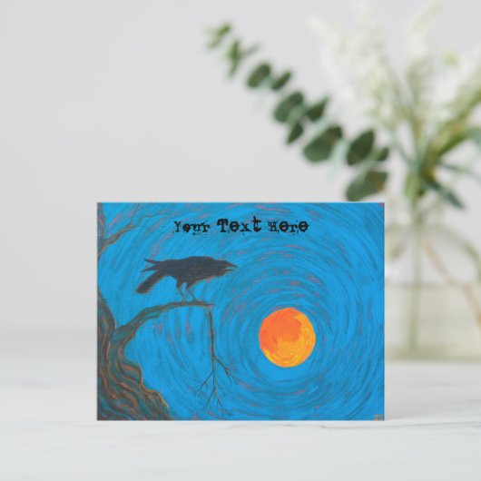 Raven en Full Moon briefkaart (Staand voorkant)