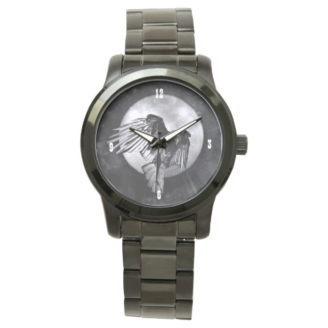 Raven en Full Moon Mystic Horloge (Voorkant)