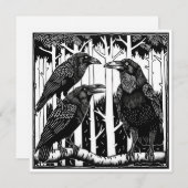 Raven en haar kinderen in de boomtoppen notitiekaartje (Voorkant / Achterkant)