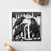 Raven en haar kinderen in de boomtoppen notitiekaartje (Voorkant / Achterkant in situ)