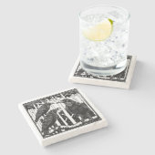 Raven en haar kinderen in de boomtoppen stenen onderzetter (Zijkant)