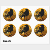 Raven en herfst van de oogstmaan ronde sticker (Vel)