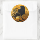 Raven en herfst van de oogstmaan ronde sticker (Tas)