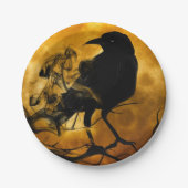 Raven en herfstmaan vallen papieren bordje (Voorkant)