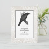 Raven en Kant Gotische Bruiloft Kaart (Staand voorkant)