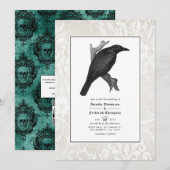 Raven en Lace Gothic Wedding Kaart (Voorkant / Achterkant)