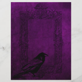 Raven en Lijst Paars Gothic Halloween Paper