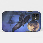 Raven en Moon Fantasy Wildlife iPhone Case (Achterkant (horizontaal))