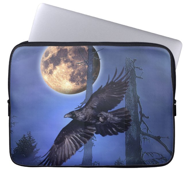 Raven en Moon Laptophoes Laptop Sleeve (Voorkant)