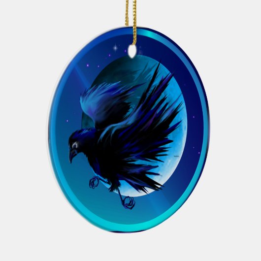 Raven en Moon Ornaments Keramisch Ornament (Rechts)