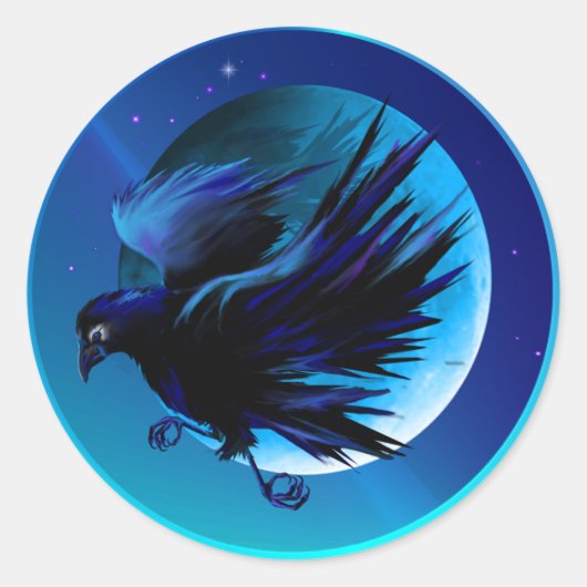 Raven en Moon-Stickers Ronde Sticker (Voorkant)