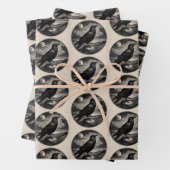 Raven en Moon Wrapping Paper Flat Sheet Set van 3 (In situ)