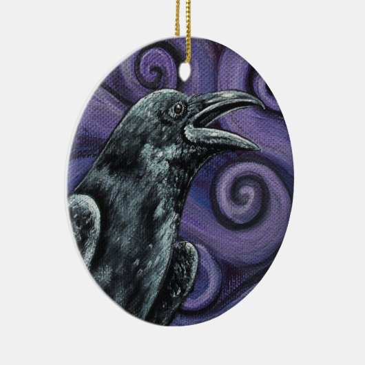Raven en Paarse Swirls Ornament (Rechts)