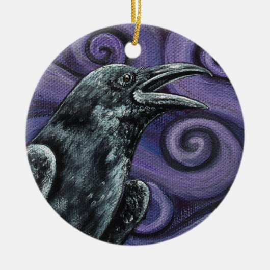Raven en Paarse Swirls Ornament (Voorkant)