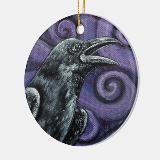 Raven en Paarse Swirls Ornament (Links)