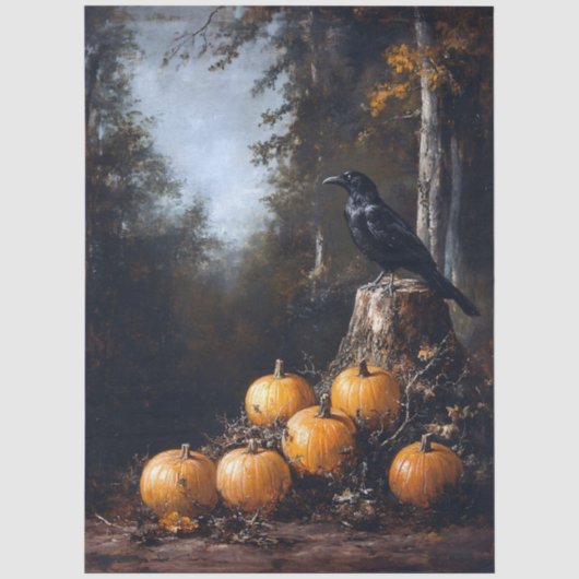 Raven en pompoenen decoupage tissuepapier (Voorkant)
