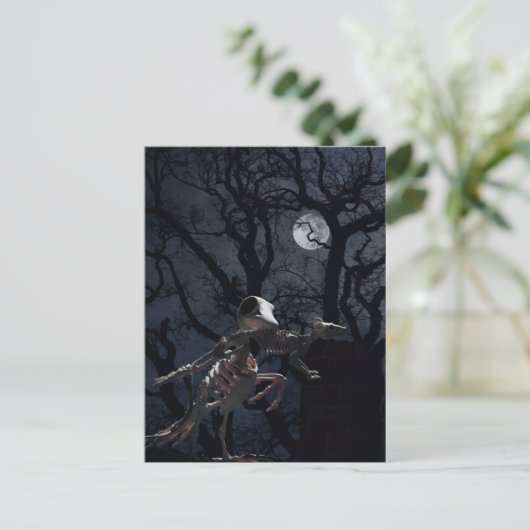 Raven- en ratskelet in Moonlight Briefkaart (Staand voorkant)