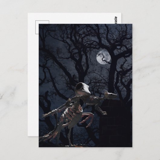 Raven- en ratskelet in Moonlight Briefkaart (Voorkant / Achterkant)