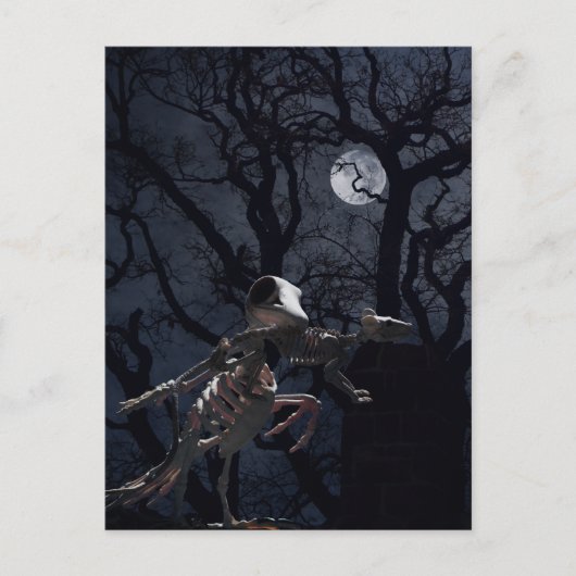 Raven- en ratskelet in Moonlight Briefkaart (Voorkant)
