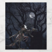 Raven- en ratskelet in Moonlight - Halloween Wijn Etiket (Enkel label)