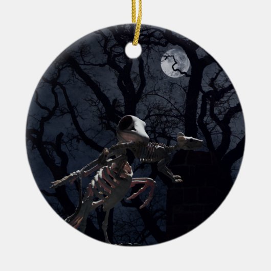 Raven- en ratskelet in Moonlight Keramisch Ornament (Voorkant)