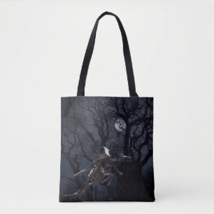 Raven- en ratskelet in Moonlight Tote Bag