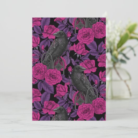 Raven en roze rozen (Staand voorkant)