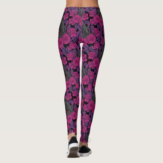Raven en roze rozen leggings (Achterkant)