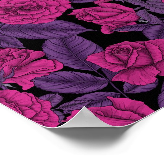 Raven en roze rozen poster (Hoek)